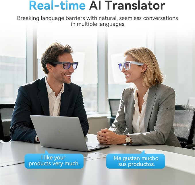 AI Smart Glasses for Men Women,8MP 2K HD Camera Glasses,AI Voice Control,AI Photo Recognition,Real-Time Translation,Smart Sunglasses with Bluetooth Call,IP67 Waterproof for Driving,Outdoor,+2 Lenses.