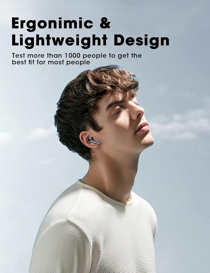 Wireless Earbuds Bluetooth 5.3 Ear Buds, Hi-Fi Stereo Bass Ear Buds with 48H Playtime & LED Display, Lightweight in-Ear Headphones with Mic, IPX7 Waterproof, Touch Control for iPhone SilverPurple