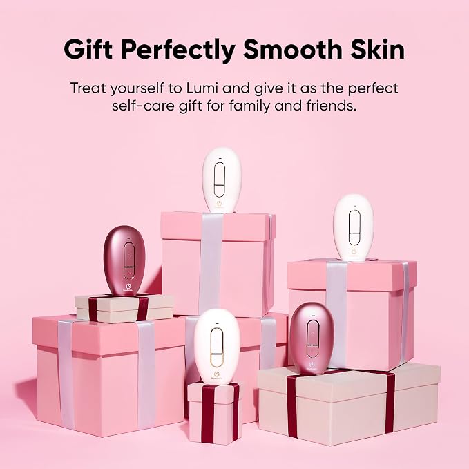 RoseSkinCo Lumi IPL Laser Hair Removal Device, At Home Permanent Hair Reduction on Face, Bikini, Legs, Arms, Underarms, Safe & Gentle Intense Pulsed Light Handheld Device, White/Gold