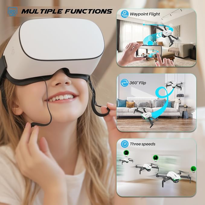 SIMREX Drone With Camera for Kids Beginner & Adults – Foldable RC Quadcopter with Altitude Hold, Optical Flow Positioning , Indoor Mini Drone with One Key Start, Headless Mode, 3D Flip, Gift for Boys & Girls & Teenagers
