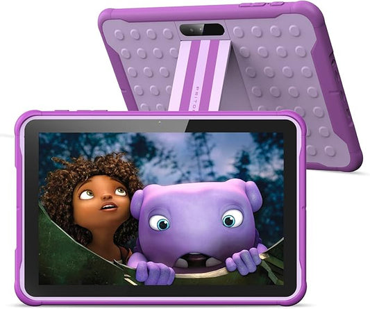 PRITOM Android 13, 10 inch Tablet, Parental Control, 6000mAh, Quad Core Processor, 2GB RAM, 64GB ROM, HD IPS Touch Screen, Google Play, YouTube (Purple)