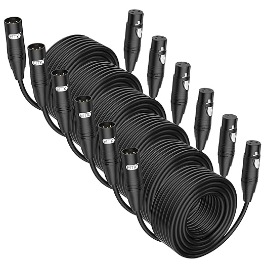 EMK XLR Cable 1.5ft/50CM (6 PCS) – Balanced Male to Female Microphone Cord, 3-Pin Professional Audio Cable – Oxygen-Free Copper (OFC) for Studio, Mixer, Amplifier