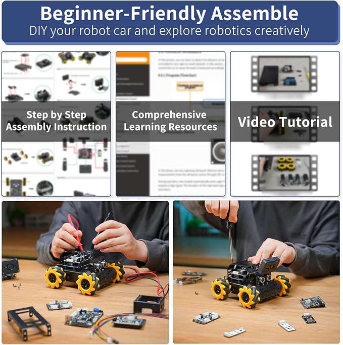 LewanSoul Robotic Kit for Arduino Robot Car AI Camera Vision Recognition Target Tracking Obstacle Avoidance, Programmable STEM Robot Gift for Ages 12 14 16+, Camera Robot Kit, miniAuto Standard Kit