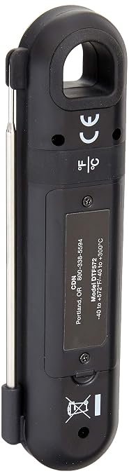 CDN DTF572 ProAccurate® Digital Thermometer - Folding Thermocouple Thermometer - Backlit Easy to Read Display - Stainless Steel Thin Tip Probe, Black