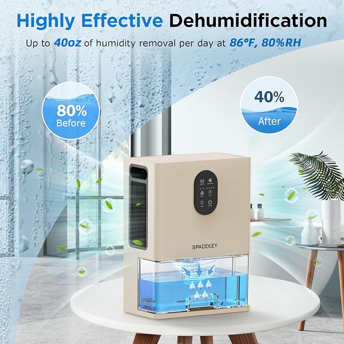 Dehumidifier, 106 OZ Water Tank (1000 sq.ft) Dehumidifiers for Home, Quiet Dehumidifier for Bathroom Bedroom Basement RV with Timer Setting, Auto Shut Off, 7 Colors LED Light, Sleep Modes, White