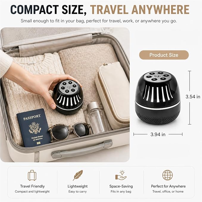 Portable Bluetooth Speaker with White Noise Machine, LED Color Lights, Aromatherapy Diffuser, Sleep Sound Machine for Sleep, Yoga, Home, Office & Bedroom, Gift for Women, Men, Kids & Friends
