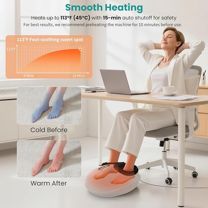 Nekteck Shiatsu Foot Massager Machine with Soothing Heat, FSA Eligible Air Compression Deep Kneading Therapy, HSA Massage Tools Improve Blood Circulation Foot Wellness, Fits Size Up to US 13