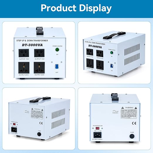 3000W Step Up/Down Voltage Transformer, 110V/120V & 220V/240V Power Converter, 4 Outlets Toroidal Regulator, Overload Overheat Protection for Home, Travel and Global Household Devices