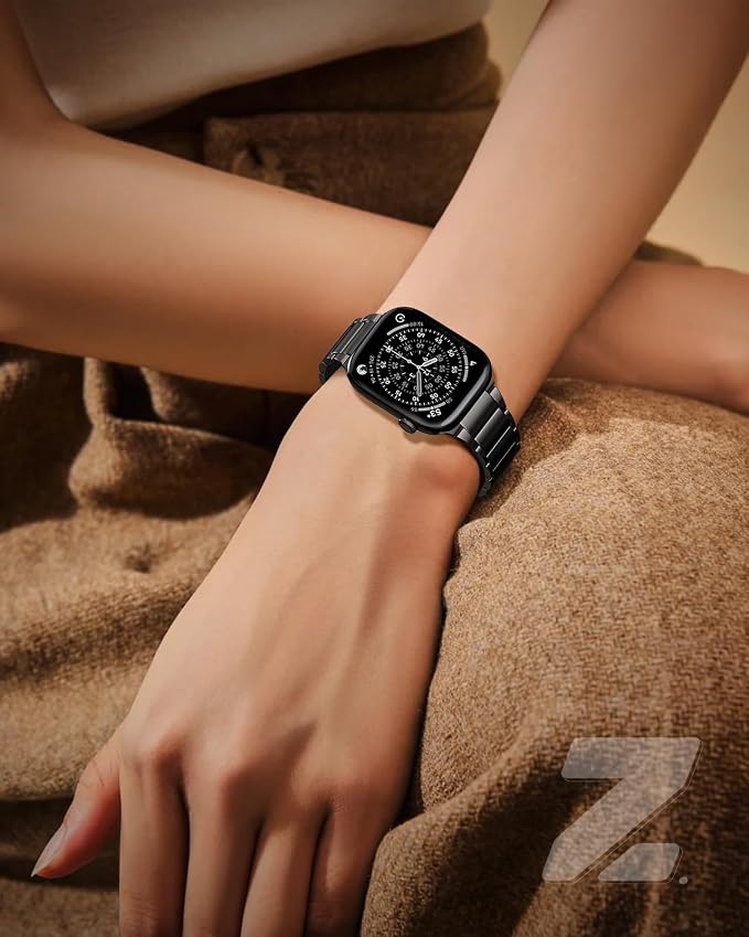 Upgraded Titanium Band Compatible with Apple Watch Band 42mm Apple Series 11 Band iWatch 11/10 42mm, 9/8/7 41mm, SE3/SE2/SE/6/5/4 40mm, 3/2/1 38mm, 20mm Wide Lightweight Metal Strap,Black