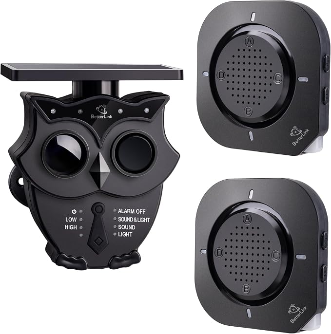 Driveway Alarm Systems Weatherproof Outdoor Motion Detector & Sensor with120dB Siren, Sound and Light Alert Systems Makes it Easy to Monitor & Protect Outdoor/Indoor Property(2R1S)