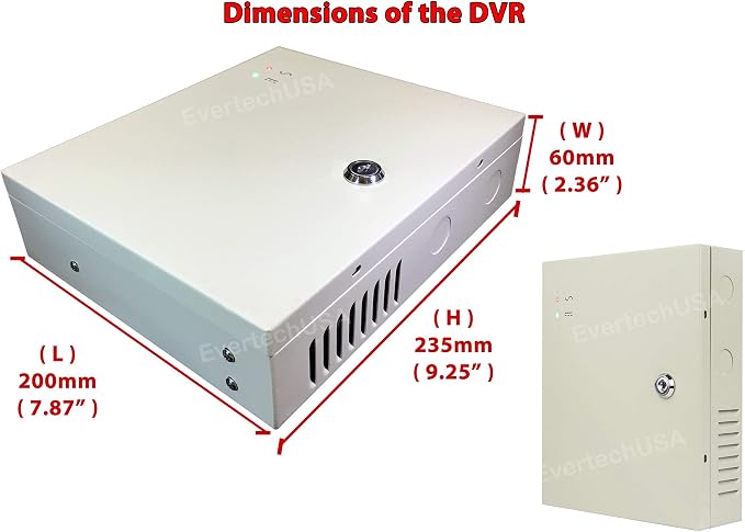 Evertech 16 Channel 12 Volt DC Output CCTV Distributed Power Supply Box for Security Camera with 18 Pcs. DC Male Pigtail