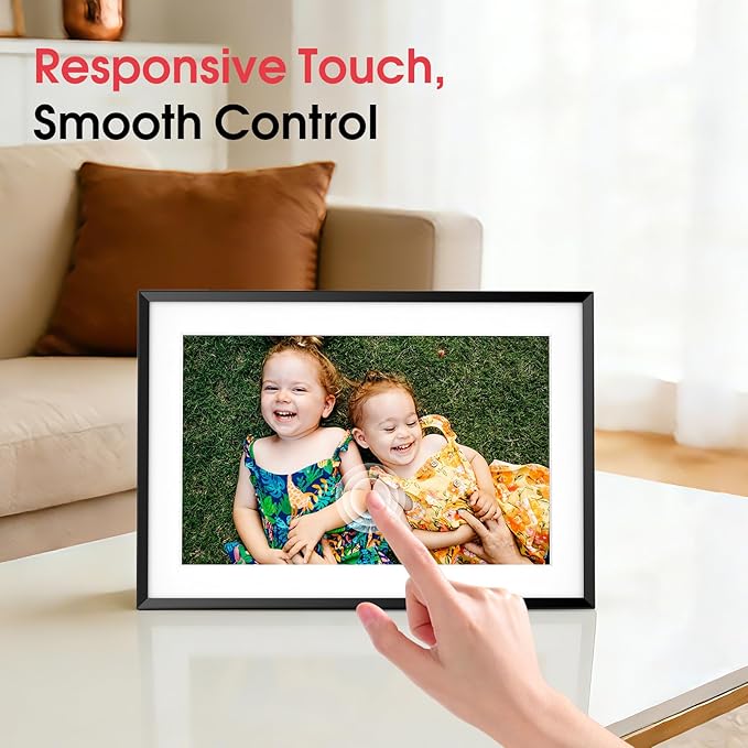 2K 64GB Digital Picture Frame, 10.1 Inch Frameo Digital Frame WiFi, 1920 * 1200 Touch Screen, Share Photos& Videos Instantly, Auto-Rotate, Digital Photo Frame for Wall, Birthday Gifts for Friends