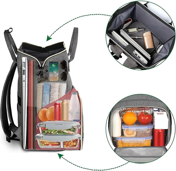 MATEIN Lunch Backpack for Men Women, 17 Inch Large Insulated Cooler Backpack, Water Resistant Lunch Box Back Pack Travel Laptop for Men Work Picnic College Nurse, Grey
