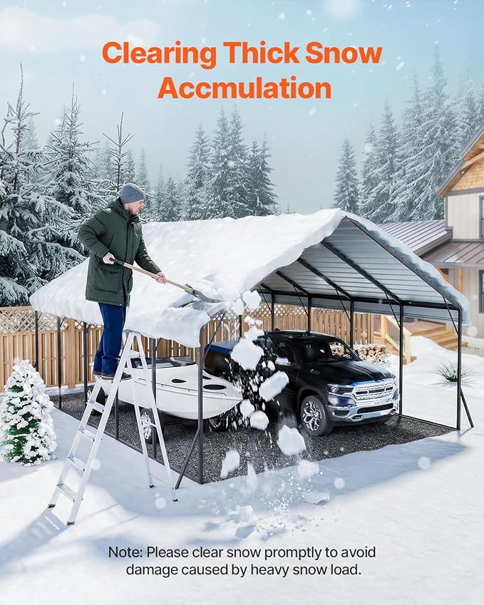 VEVOR 20x24 ft Heavy Duty Metal Carport, Outdoor Car Shelter with Removable PE Sidewalls, Steel Frame Garage for Car, Truck, Boat, Tractor, and Equipment Storage