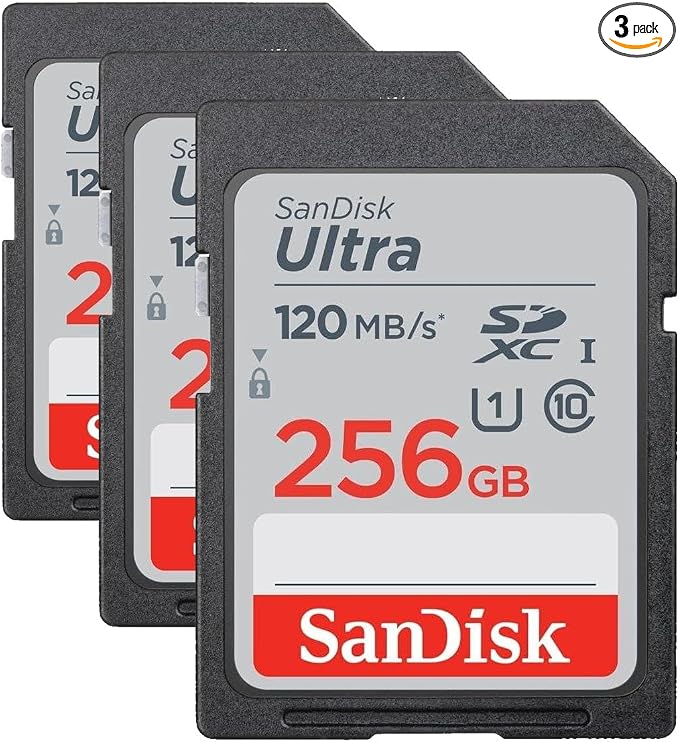 SANDISK 256GB Ultra SDXC UHS-I Memory Card - Up to 150MB/s, C10, U1, Full HD, SD Card - SDSDUNC-256G-GN6IN (Pack of 3)