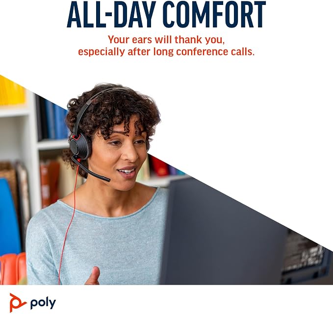 Poly Blackwire 5210 Wired Headset (Plantronics) Flexible Noise-Canceling Boom Mic Single-Ear Design - PC/Mac, Mobile via USB-C, USB-A, 3.5mm - Works w/Teams, Zoom - Amazon Exclusive (9P7X5AA)