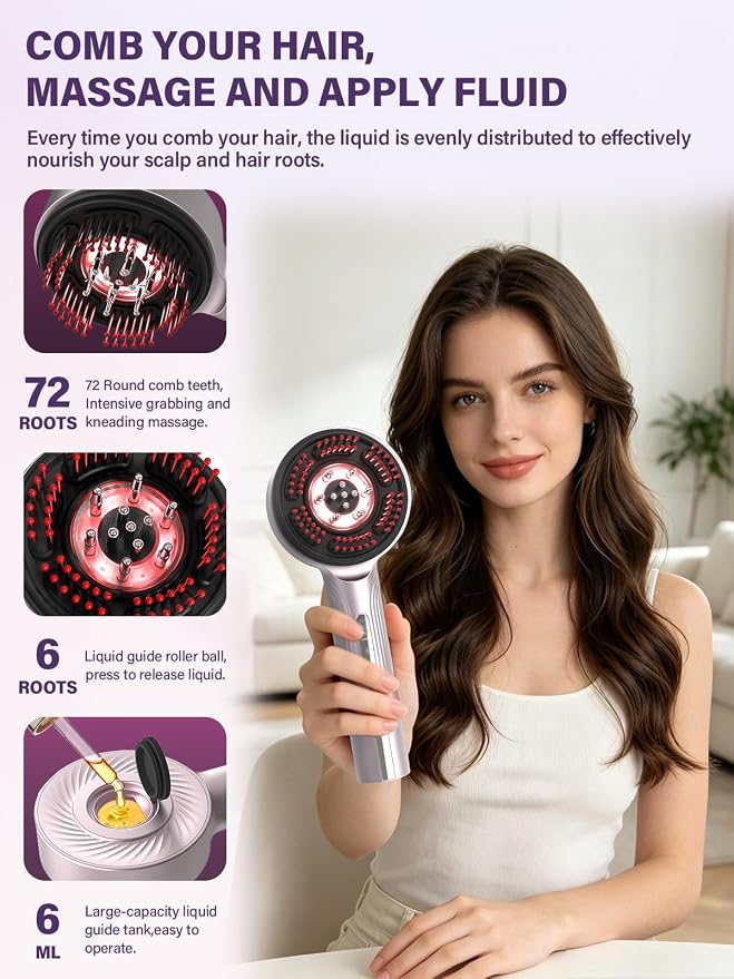 Electric Scalp Massage IPX6 Waterproof Hair Massager Oil Applicator Brush | Hair Massager Scalp Brush for Women Beauty Enthusiasts Home Spa Travel Shower Use Gentle Scratch Kneading Scalp Care Tool