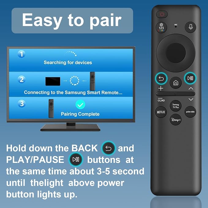 Rechargeable Voice Remote for Samsung Smart TV Remote, BN59-01432A Remote Replacement for Samsung OLED Neo QLED Crystal UHD Frame Solar 4K 8K Smart TVs VG-TM2360E