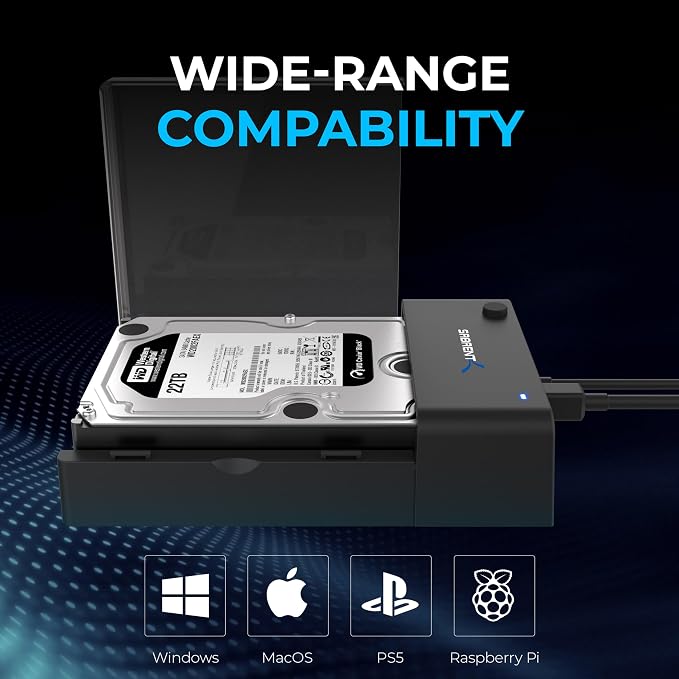 SABRENT USB 3.0 to SATA External Hard Drive Lay-Flat Docking Station for 2.5 or 3.5in HDD, SSD [Support UASP] (EC-DFLT)