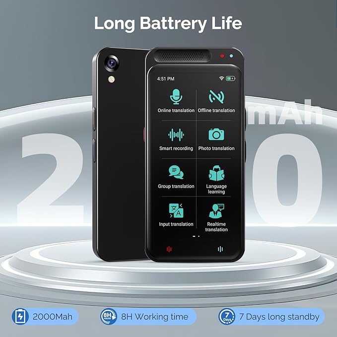 Language Translator Device No WiFi Needed, Two-Way Real Time Translator Device Upgraded ChatGPT, 150+ Languages Instant Translator, Offline&Text&Photo&Voice Translation for Travel Business Learning