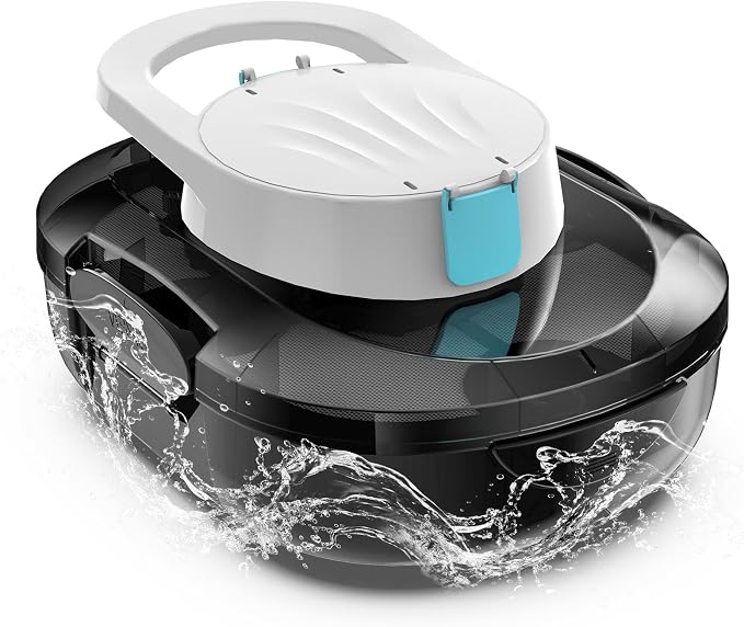 S1 Pro Cordless Robotic Pool Cleaner, 130-Min Runtime, Cleans Up to 1,292 Sq.Ft, Dual-Motor Pool Vacuum, Automatic Cleaner with Large Filter Basket, Fast Charging & Self-Parking(Glossy Black White)