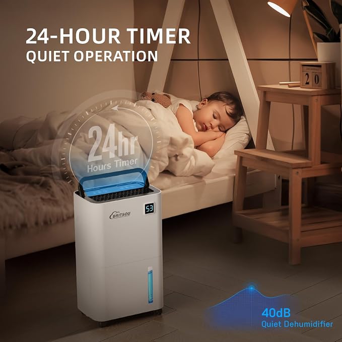 50 Pints Dehumidifier for Basement and Bedroom, Covers 3500 Sq.Ft with Drain Hose, Smart Operation with 3 Modes - Ideal for Home, Bathroom, Garage.