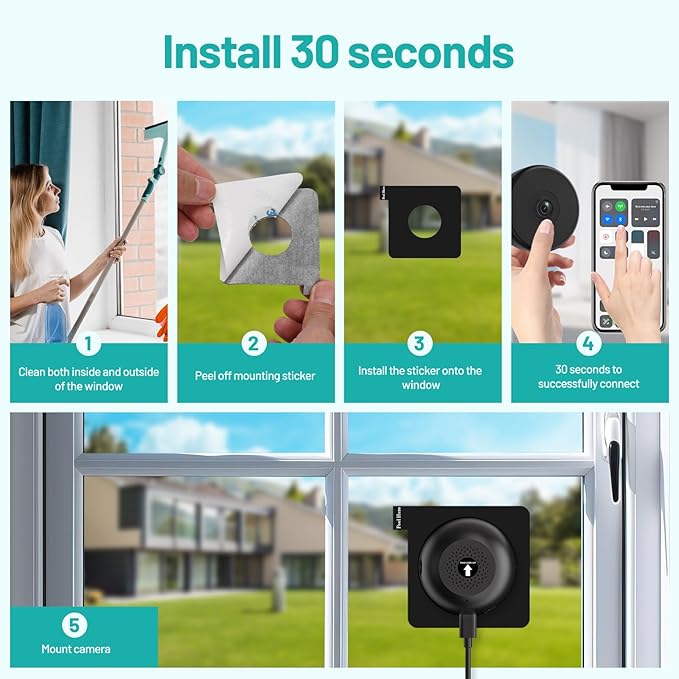 2K 3MP Window Camera, Smart AI Color Night Vision, 5G & 2.4GHz WiFi Indoor Home Security Cam w/Motion Detection, Real-Time Alerts, 2-Way Talk, Alexa, 24/7 Recording, Easy Install, 2-Pack