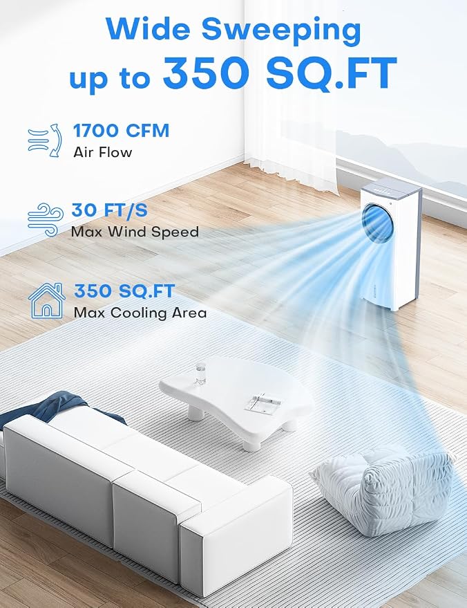 Windowless Air Conditioner, 27" Bladeless Evaporative Air Cooler with 4 Modes & 3 Speeds, Double Tanks, 4 Ice Packs, 25FT Remote,7H Timer, Portable Swamp Cooler Air Conditioner No Window Needed
