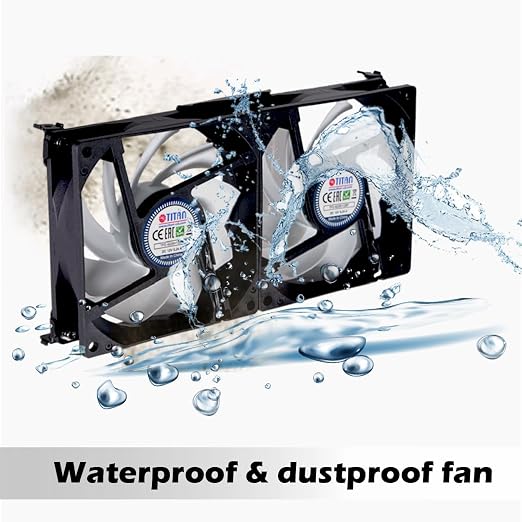 TITAN- 12V DC Double Rack Mount Ventilation Cooling Fan for Fridge Vent and Ventilation Grille with Speed Controller (120mm(V2+))
