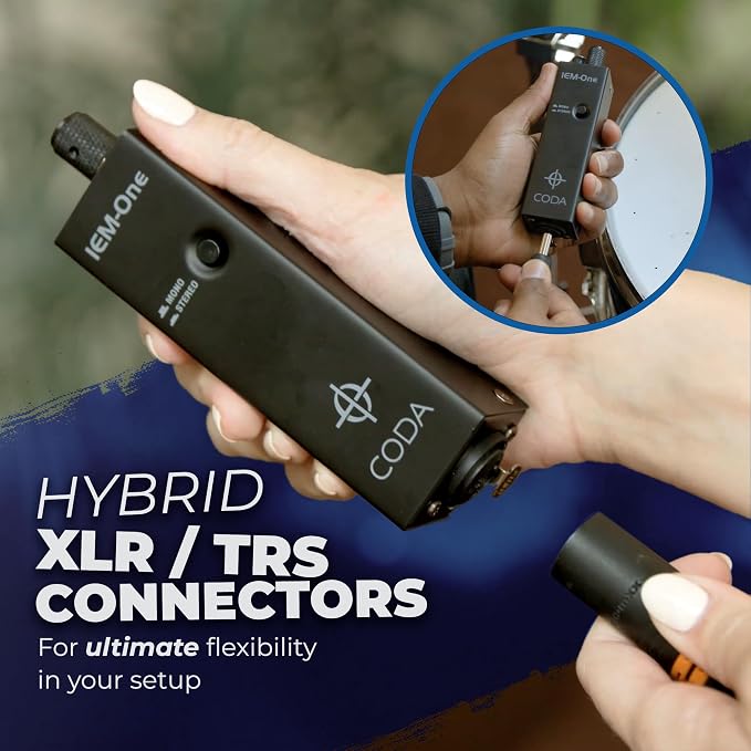 Coda Ultra-Compact Personal in Ear Monitor Amplifier - Single Channel Headphone Amplifier System with XLR & TRS Input - Portable IEM Amp with Mono & Stereo Mix Panning - Sturdy Housing with Belt Clip