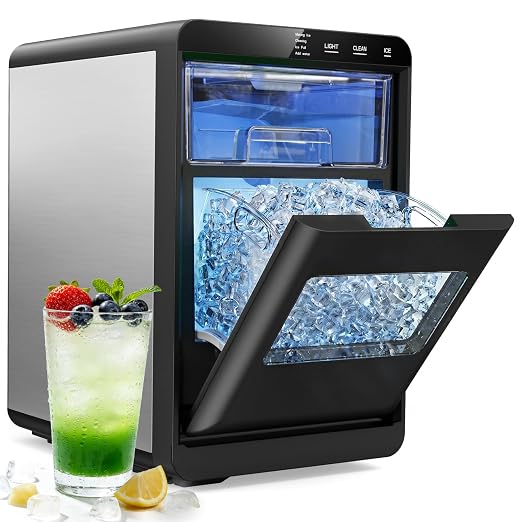 Mojgar Nugget Ice Maker Machine, 44Lbs/24H Ice Machine & Countertop Ice Maker with Ice Scoop & Basket, Ready in 5 Mins | Self-Cleaning | Low Noise | Pellet Ice Machine for Home, Kitchen, Office