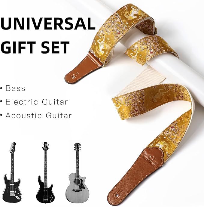 Guitar Strap, embroidery Jacquard Adjustable Guitar Straps for Acoustic/Bass/Electric Guitar, Includes Guitar Pick, Strap Button and Strap Lock, Constellation Gift (Capricorn)