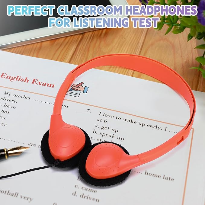 Konohan 30 Pack Headphones Bulk Headphone for School Classroom Student Wired Headphones Adjustable with 3.5 mm Jack for Adults (Macaron)