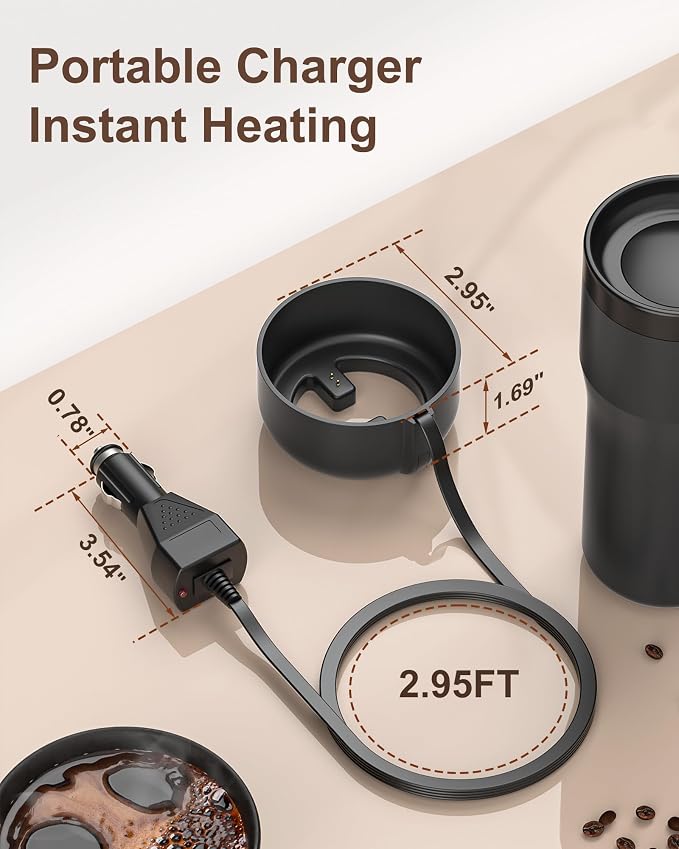 Car Charger Compatible with E M BER Travel Mug 2+, Charging Coaster Compatible with 12 OZ Temperature Control Smart Travel Mug Stainless Steel