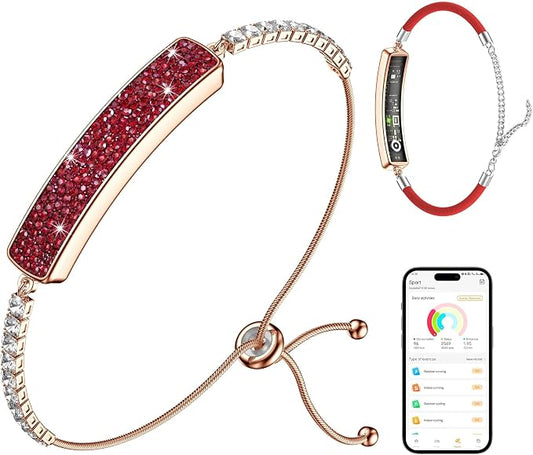 Smart Bracelet for Women – Fitness Tracker with Heart Rate, Sleep & Step Tracking, 1ATM Water Resistant, Multi-Sport Modes, Fitness Tracking Wearable with Free App, 2 Bands(Red)