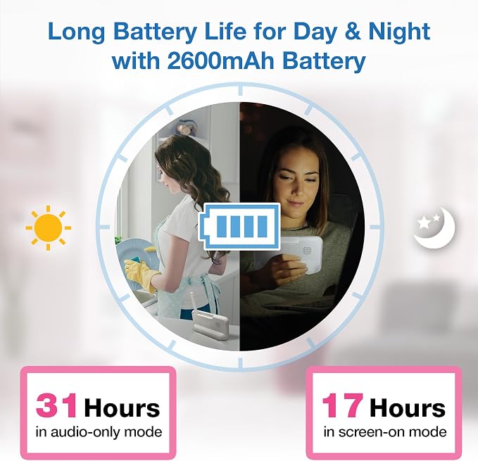 VTech Baby Monitor No WiFi, 5" Screen & Remote Pan-Tilt-Zoom for Newborns – Hack-Proof, 17Hr Battery, 1000ft Range, Auto Night Vision, Temperature Sensor, Two-Way Talk | VM924