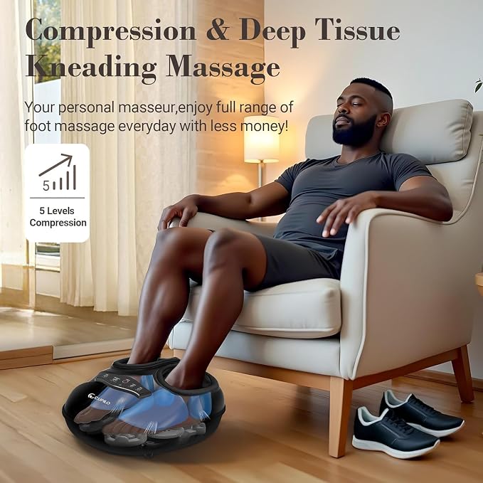 CuPiLo Foot Massager with Heat, FSA Eligible HSA Shiatsu Feet Massager for Plantar Fasciitis, Adjustable Kneading and Compression Foot Massage Machine for Neuropathy Relief