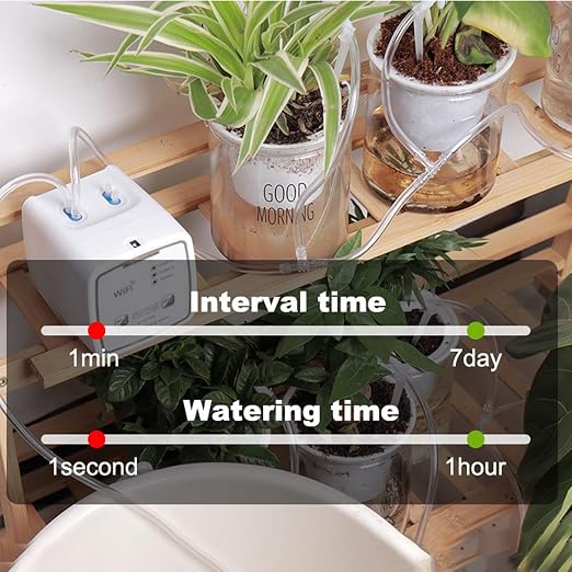 Wi Fi Enabled Drip Irrigation Kit with Dual Pump - DIY Automatic Watering System for Up to 20 Potted Plants, Remote Controlled, Stylebestp6hgmu879y