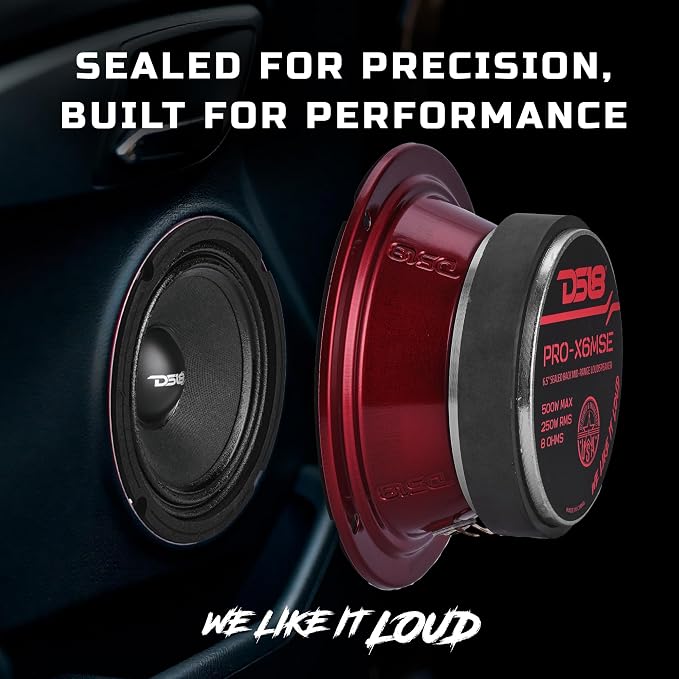 DS18 PRO-X6MSE Loudspeaker - 6.5", Midrange, Sealed Basket, 450W Max, 225W RMS, 8 Ohms - Premium Quality Audio Door Speakers for Car or Truck Stereo Sound System (1 Speaker)