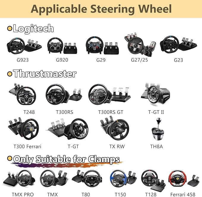 Racing Wheel Stand, Height Adjustable & Foldable Steering Wheal Stand Compatible with Logitech G25,G27,G29,G920 Gaming Cockpit