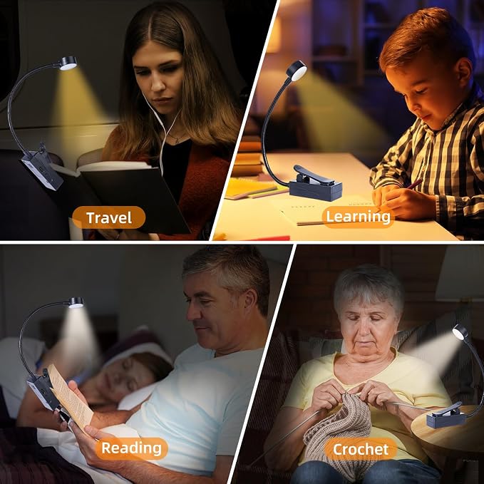 KunHe 15 Pack Rechargeable Book Light Bulk Clip-On Reading Lights for Books in Bed Long-Lasting 3 Modes & 3 Brightness Levels Compact USB Charging Mini Booklights for Kids Book Lovers Bulk Gifts