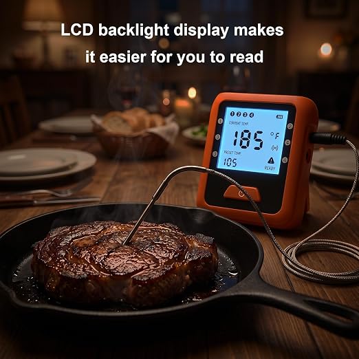 Wireless Meat Thermometer Digital for Outside Grilling BBQ Oven and Smoking, 4 Meat Probes Grill Thermometer for Home Chefs Cooking Turkey Fish Beef Bluetooth 330ft Range Temp Sensors
