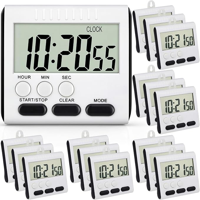 Xuhal 15 Pack 24 Hours Kitchen Timer with Alarm Magnetic Digital Clock Loud Alarm, Big Screen and Strong Magnet Manual Switching Count up or Down and Memory Function for Baking Sports Office Study