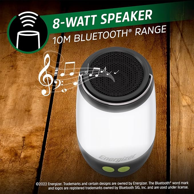 ENERGIZER Lantern + Bluetooth Speaker, Ultra Bright with Powerful Sound, IPX4 Water Resistant Rechargeable LED Lantern (USB Cable Included)