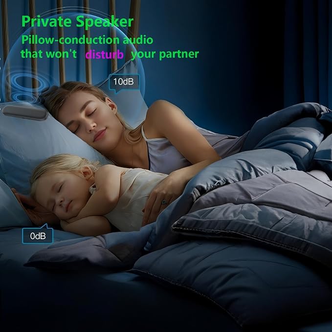 Private Mini Under Pillow Speaker Bluetooth for Sleeping, Portable Bone Conduction Technology with Volume Control/TF Function, Wireless White Noise/Sleep Aid（Painted Black）