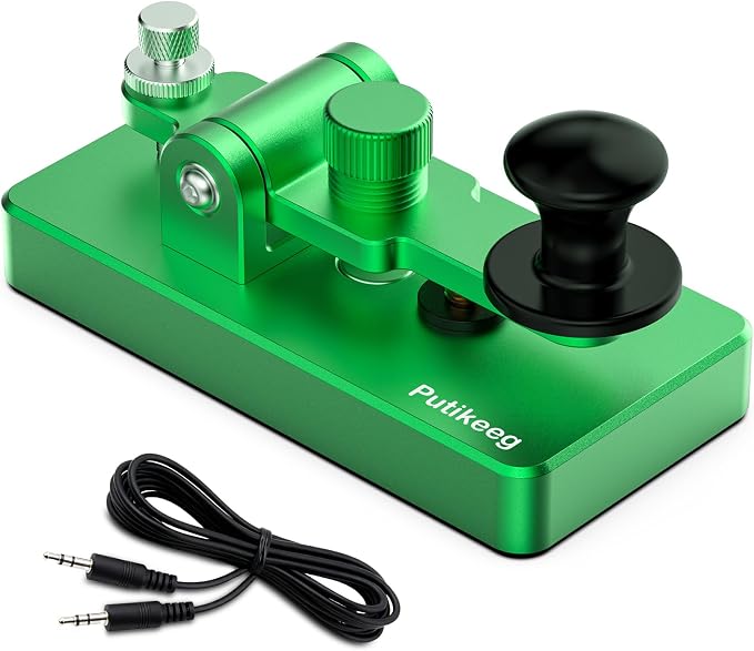 Putikeeg Classical Morse Mini Code Key Morse Code Paddle Key Aluminum Alloy Mini-Key Morse CW Portable Key Morse Practice Key Green