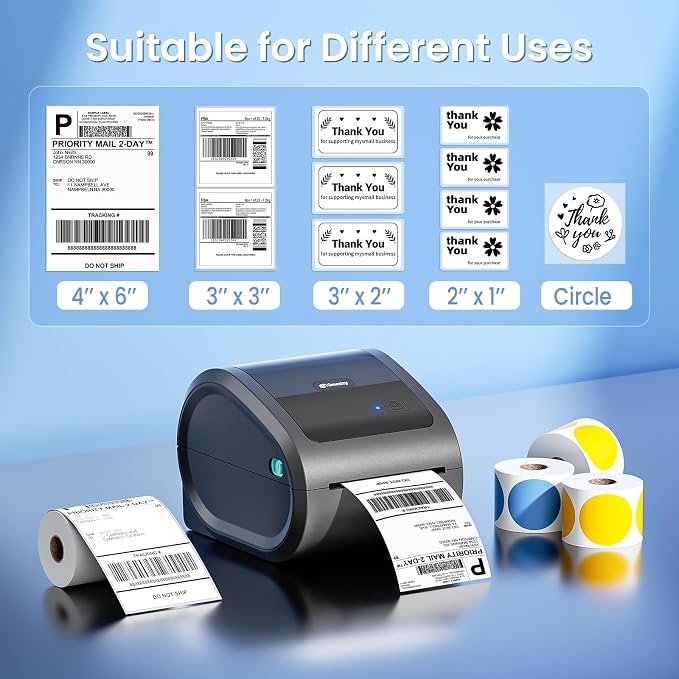 D520BT D520 Bluetooth Shipping Label Printer&500Pcs Thermal Labels, Wireless Thermal Label Printer for Small Business