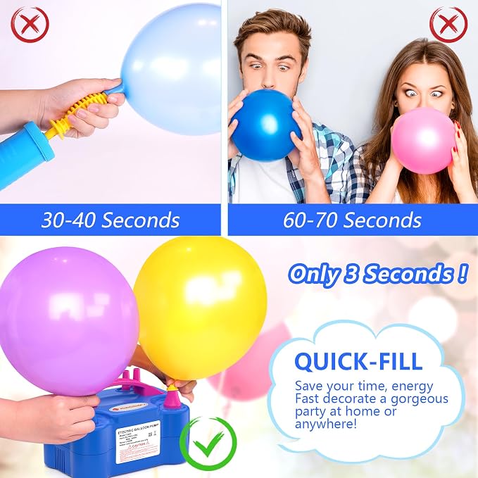 IDAODAN Electric Balloon Pump, Portable Electric Balloon Blower Machine Inflator Air Pump for Party Decorations
