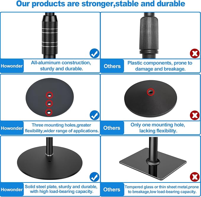 Speaker Stands for Sonos Era 100 or Era 100 SL,Adjustable Height from 33" to 47",Easy DIY Assembly,HD-628,2 Packs,Black