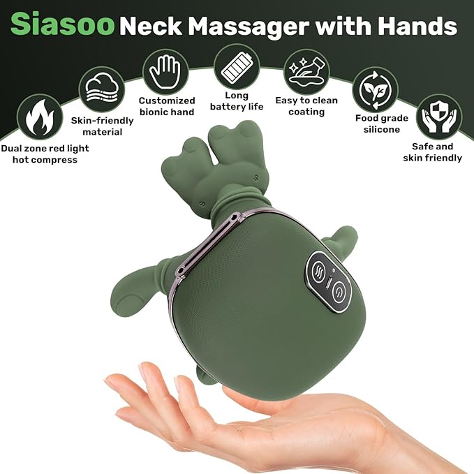 TREEFIA Shoulder and Neck Massager with Heat Heated Massager, Neck Massager with Fingers, Shoulder Massager with Hands, Simulates a Real Palm Massage for Comfort, Relax Muscle Tension